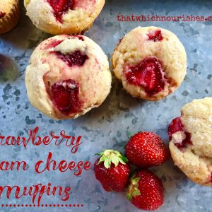 Strawberry Cream Cheese Muffins -- Cream cheese makes these muffins special with a softer, lighter texture than other muffins. Strawberries take them over the top to make them the best muffins you'll ever eat. | thatwhichnourishes.com