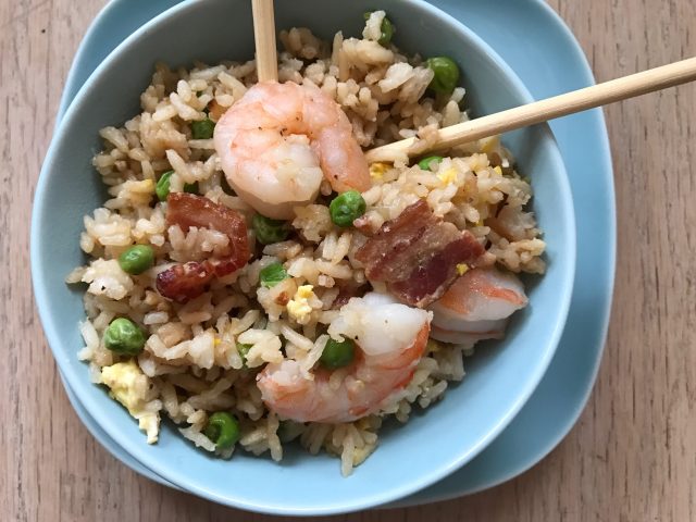 Better Than Take Out Fried Rice -- An easy homemade shrimp or chicken fried rice recipe with some flavorful extras including bacon and edamame. | thatwhichnourishes.com