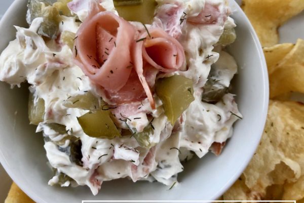Dill Pickle Dip -- Does it get better than dill pickles, garlic and ham combined to make your potato chips happier than they've ever been? Forget French Onion. Pickle Dip is the way to dip! | thatwhichnourishes.com