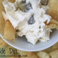 Pickle Dip -- Your potato chips are about to thank you. Garlic and cream cheese get happy with dill pickles and make the best chip dip you'll ever have | thatwhichnourishes.com