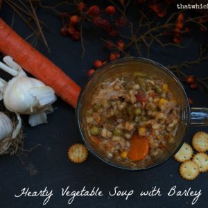 Hearty Vegetable Soup with Barley -- Savory, nutritious, and full of spices, vegetables, and leftover pork roast, beef roast, or ground beef | thatwhichnourishes.com