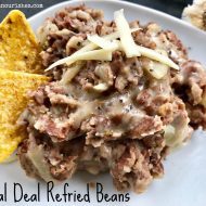 Real Deal Refried Beans -- Real-deal because they are cooked from scratch and flavored with garlic, onions, butter, and bacon to make the thickest, heartiest, most flavorful beans you may have had to date. | thatwhichnourishes.com