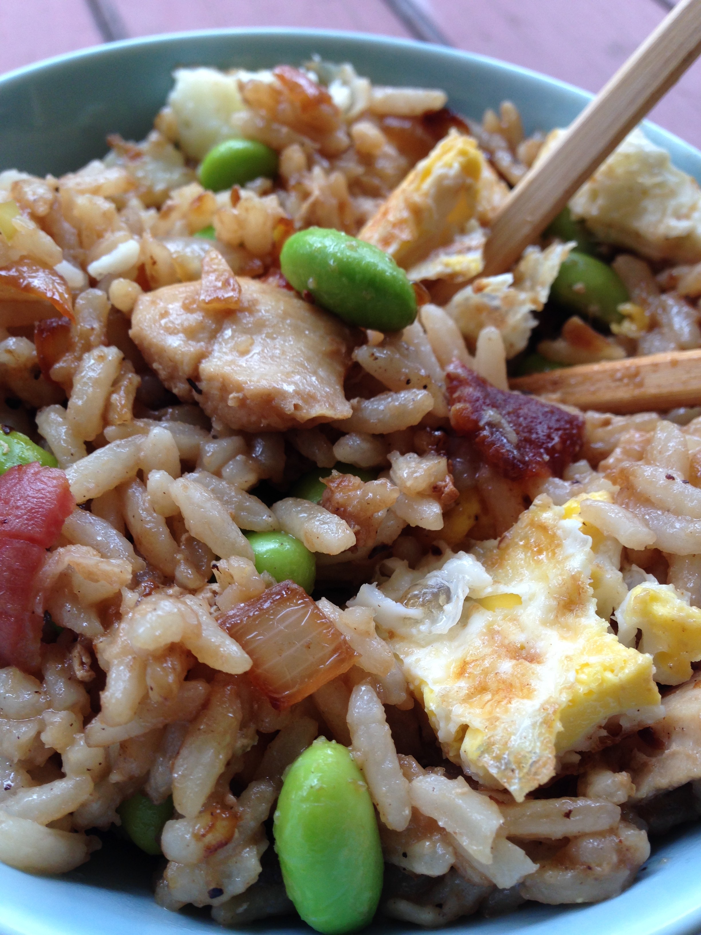 Chicken Fried Rice with bacon and edamame ⋆ That Which Nourishes