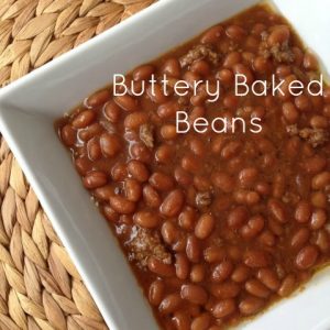 Buttery Baked Beans -- These Buttery Baked Beans are savory and buttery and studded with bits of ground beef and seasonings, these beans are just perfect in their own way. | thatwhichnourishes.com
