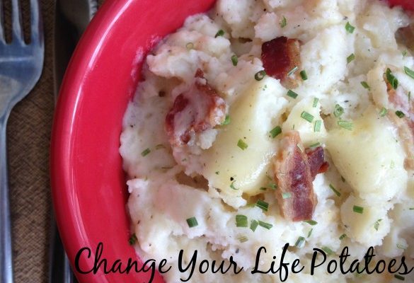 Change Your Life Potatoes -- Mashed potatoes kicked up to spectacular with the additions of cheese, bacon, and spices. A great make-ahead potato dish. | thatwhichnourishes.com