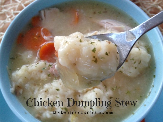 Chicken Dumpling Stew o-- This is what you want when you need true nourishment. Fluffy, seasoned dumplings swim over a rich, hearty chicken stew full of vegetables and goodness. | thatwhichnourishes.com