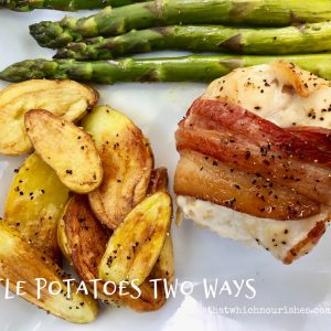 Little Potatoes Two Ways -- Little potatoes shine as sides with easy preparation and just a few basic ingredients, you can make buttery crispy-outside-fluffy-inside, beauties to accompany any delicious meal. | thatwhichnourishes.com