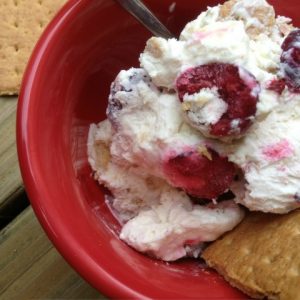 Cherry Cheesecake Ice Cream -- You don't need an ice cream maker to make this ice cream loaded with tart cherries and graham crackers for easy summer deliciousness! | thatwhichnourishes.com