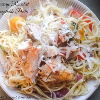 Savory Roasted Vegetable Pasta -- This is a dish fresh from the farmer's market to your table. Packed with fresh flavors, this qualifies as both healthy and comforting | thatwhichnourishes.com!