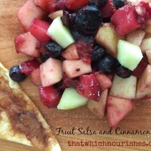 Fruit Salsa and Cinnamon Chips --Quite possibly the best snack ever. A variety of fruits mixed with a bit of jam and served with crispy and sweet cinnamon chips. | thatwhichnourishes.com