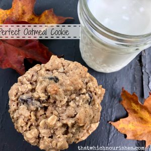 The Perfect Oatmeal Cookie -- This is exactly what you want in an oatmeal cookie! Chewy and full of spices like cinnamon and cloves, these beauties whip up in minutes and are perfect for dunking! | thatwhichnourishes.com