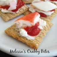 Melissa's Crabby Bites -- Four little ingredients and no baking required. Assemble these bites of yum for immediate enjoyment. Cheesy, zingy, crunchy little crab bites make the perfect appetizer. | thatwhichnourishes.com