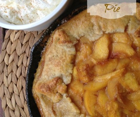Rustic Peach Pie -- It has all the soft, peachy deliciousness you crave in a rustic, almond crust in a cast iron skillet which just adds charm to the drool-worthiness. | thatwhichnourishes.com