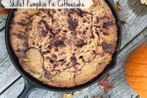 Skillet Pumpkin Pie Coffeecake combines cake, pie, and cinnamon streusel goodness all in one beautiful fall dessert made in a cast iron skillet. | thatwhichnourishes.com