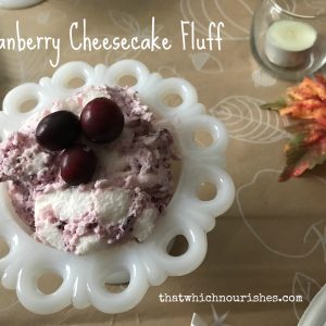 Cranberry Cheesecake Fluff -- Marshmallows, bits of tart cranberries, and pineapple nestled in a fluffy pile of cream cheese and homemade whipped cream. | thatwhichnourishes.com