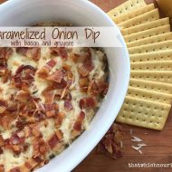 Caramelized Onion Dip with Bacon and Gruyere -- How can you go wrong with caramelized onions, bacon, and gruyere mixed into a savory cream cheese based dip everyone will drool over! | thatwhichnourishes.com
