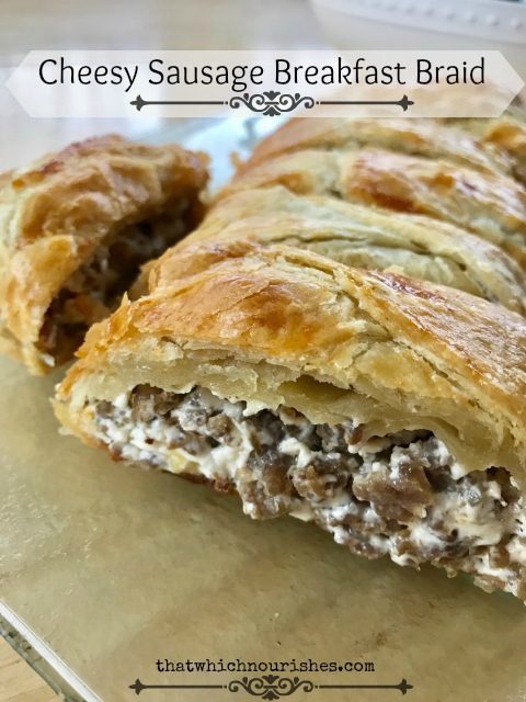 Cheesy Sausage Breakfast Braid -- Creamy cheese and savory sausage meet inside a flaky, buttery pastry to make a simple, yet spectacular breakfast or brunch showstopper. | thatwhichnourishes.com