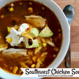 Chicken Tortilla Soup -- All the nourishment of a rich chicken soup with all the flavors and spice of the Southwest, this Chicken Tortilla Soup is a hearty, nutritious meal. | thatwhichnourishes.com