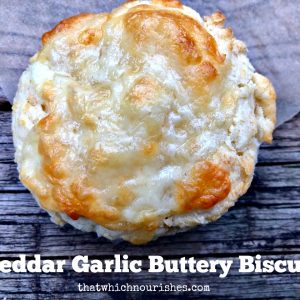 Cheddar Garlic Buttery Biscuits -- All the flaky, buttery goodness you love in my Buttery Biscuits just got taken up some notches with the addition of cheese and garlic! | thatwhichnourishes.com