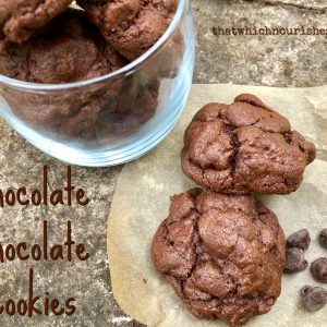 Chocolate Chocolate Cookies -- Chewy, fudgy brownies in easy-to-make cookie form. A double dose of chocolate to make any day a bit better. | thatwhichnourishes.com
