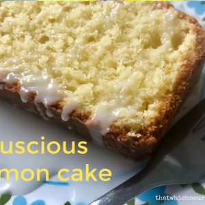 Luscious Lemon Cake -- Rich, moist, luscious lemon cake that you can quickly make with pantry ingredients and a couple lemons and have a dessert you'll be proud to serve to family or guests. | thatwhichnourishes.com