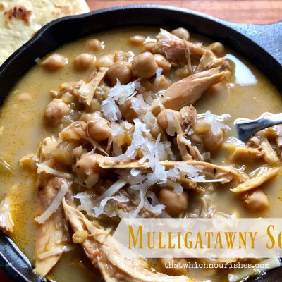 Mulligatawny Soup -- Mulligatawny Soup is a rich and intensely flavorful soup that combines warm and exotic spices with creamy coconut milk, chicken, and chickpeas to make a feast for your senses. | thatwhichnourishes.com
