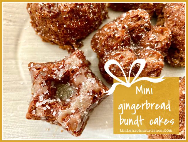 Mini Gingerbread Bundt Cakes -- Pretty little moist, ginger-packed and spice-filled cakes are just what you crave during the holiday season. | thatwhichnourishes.com