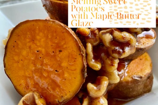 Melting Sweet Potatoes with Maple Butter Glaze -- Sweet potatoes with caramelized edges and soft as butter centers, loaded with flavor and drizzled with a simple, gooey maple butter glaze. | thatwhichnourishes.com