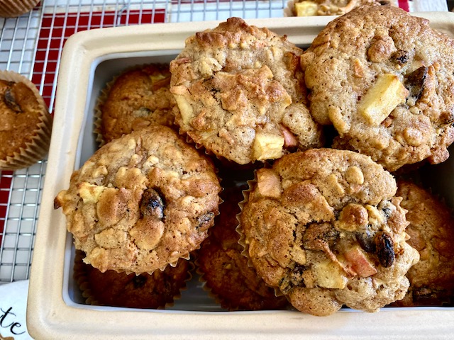 Apple Bran Muffins --Loaded with all nourishing and yummy things like apples, raisins, carrots, and buttermilk, these super moist muffins are hearty and filling and perfectly sweet. | thatwhichnourishes.com