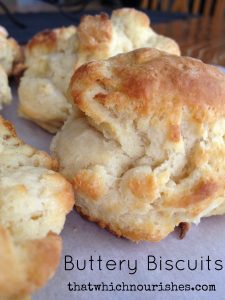 Buttery Biscuits -- The perfect, soft and fluffy, melt-in-your-mouth buttery biscuit you've always wanted to make. With five ingredients, you can now be the biscuit master! Perfect sweetened for strawberry shortcake| thatwhichnourishes.com