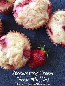 Strawberry Cream Cheese Muffins -- Cream cheese makes these muffins special with a softer, lighter texture than other muffins. Strawberries take them over the top to make them the best muffins you'll ever eat. | thatwhichnourishes.com