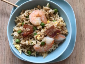 Better Than Take Out Fried Rice -- An easy homemade shrimp or chicken fried rice recipe with some flavorful extras including bacon and edamame. | thatwhichnourishes.com