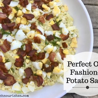 Perfect Old Fashioned Potato Salad -- Classic ingredients like mayo and mustard, onions and celery, bacon, eggs and potatoes come together in a marriage made most certainly in the summertime. | thatwhichnourishes.com
