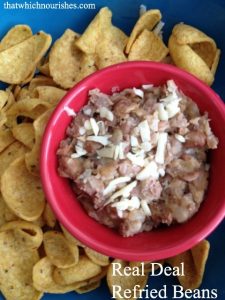 Real Deal Refried Beans -- Refried beans made from scratch. Packed with flavor, these hearty beans make an inexpensive meal or side. | thatwhichnourishes.com