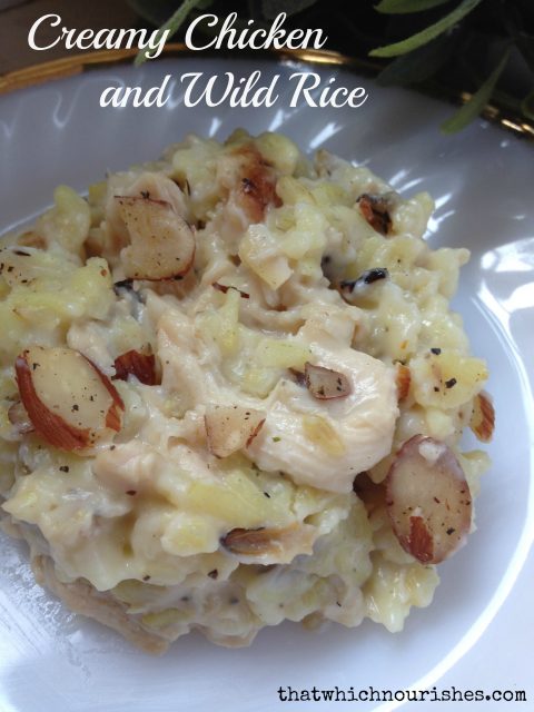 Rice -- Tender bites of chicken are nestled into a decadent sauce and savory wild rice. | thatwhichnourishes.com