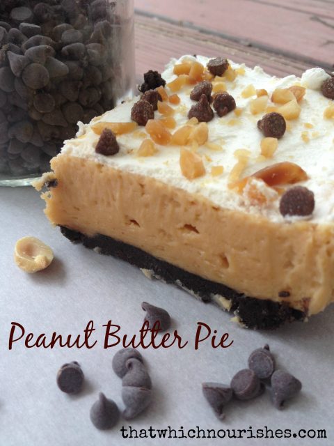 Peanut Butter Pie For a Crowd --layers of peanut butter and cream cheese and chocolate make this pie delectable. It's size makes it go farther than usual! | thatwhichnourishes.com
