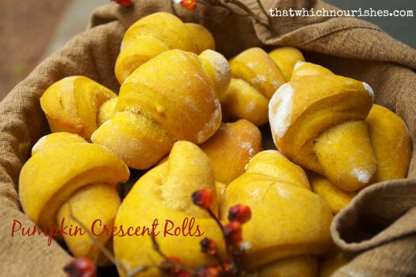Pumpkin Crescent Rolls -- soft, light homemade crescent rolls with a hint of pumpkin richness | thatwhichnourishes.com