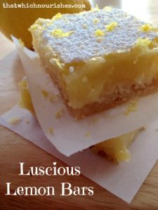 Luscious Lemon Bars -- Super tart, extra thick, perfect lemon bars with a shortbread crust. This is how lemon bars should taste. | thatwhichnourishes.com