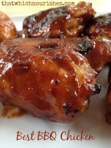 Best BBQ Chicken Thighs -- Juicy chicken thighs dripping with BBQ perfection. | thatwhichnourishes.com