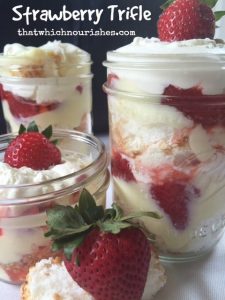 Strawberry Trifle --Strawberries, angel food cake, and vanilla pudding come together to create a classically delicious dessert that is sure to please in this strawberry trifle | thatwhichnourishes.com