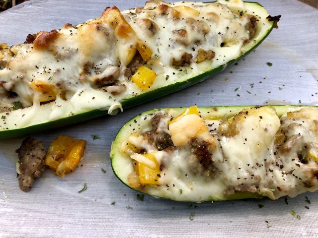 Cheesy Sausage Zucchini Boats -- The easy way to turn summer bounty into savory, flavor-rich food that everyone will love. | thatwhichnourishes.com