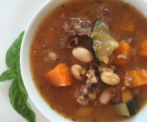 Sausage and Lentil Soup -- A hearty, savory soup packed with sausage, beans, lentils, and veggies. | thatwhichnourishes.com