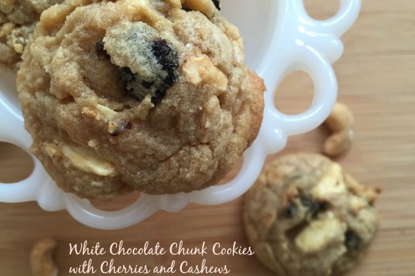 White Chocolate Chunk Cookies with Cherries and Cashews --chunks of melty white chocolate surrounded by tart cherries and creamy, crunchy cashews baked into a no-fail cookie dough -- |thatwhichnourishes.com