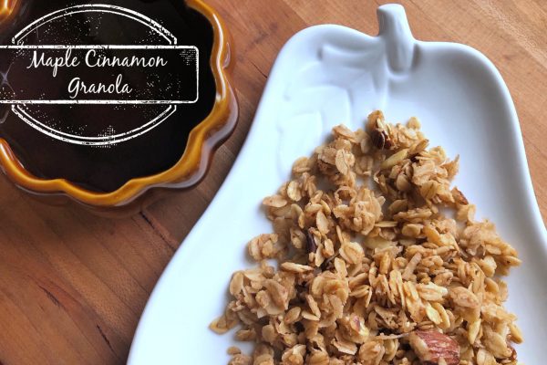 Maple Cinnamon Granola -- You just can't stop eating this stuff! Somewhere between crunchy and chewy, this granola is packed with honey, almonds, oats, coconut oil, and cinnamon -- and a ton of nourishment. | thatwhichnourishes.com