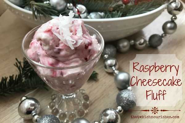 Raspberry Cheesecake Fluff -- Filled with all of the goodness of raspberries, cream cheese, fresh whipped cream, and angelic, fluffy mini marshmallows, this is fluffy fruity fabulousness at its finest. | thatwhichnourishes.com