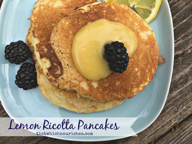 Lemon Ricotta Pancakes are melt-in-your-mouth tender pancakes that are almost crepe-like with a hint of lemon. This is how to put a delightful spin on breakfast or brunch. | thatwhichnourishes.com