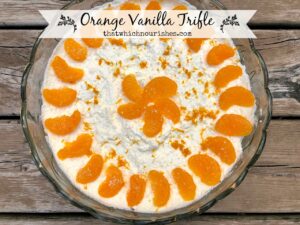 Orange Vanilla Trifle -- Layers of from-scratch goodness in the form of orange pound cake, vanilla pudding, and freshly whipped cream come together to make a creamy, citrusy show-stopping desert. | thatwhichnourishes.com