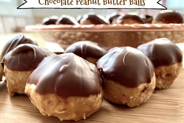 Chocolate Peanut Butter Balls -- Sweetened peanut butter with the crunch of crispy rice cereal dipped quickly into melted chocolate makes a whole bunch of happy Christmas-treat-eaters with very little fuss for you -- an easy, no-bake, last-minute dessert! | thatwhichnourishes.com