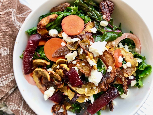 Fall Harvest Salad -- A gorgeous Fall salad celebrating local ingredients in a non-fussy way, featuring kale, beets, and squash in a perfect balance of sweet and savory. | thatwhichnourishes.com
