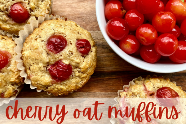 Cherry Oat Muffins -- Hearty oat muffins, studded with whole tart cherries and a hint of almond extract -- hearty, delicious, muffin-perfection! | thatwhichnourishes.com